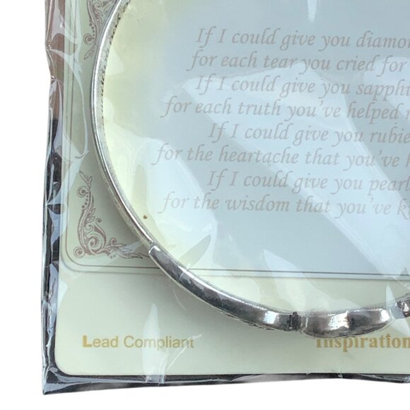 Mom Inspirational Silver-Tone Twist Bangle Bracelet Heart Charm NEW Prayer Card - Picture 6 of 8